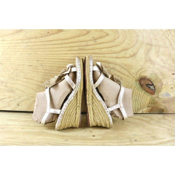 Born Espadrilles 40.5 Wedge Gold Floral Sandals Women's Sz 9 Buckle Leather Shoe - Picture 5 of 8
